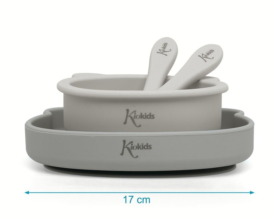 Conjunto de talheres de silicone com ventosa Kiokids