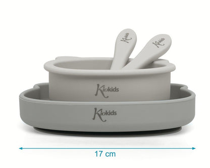 Conjunto de talheres de silicone com ventosa Kiokids