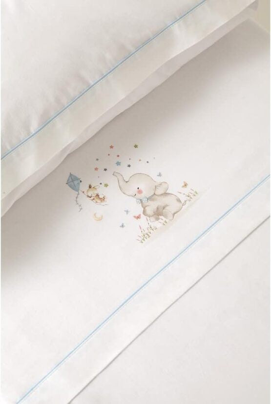 Lençóis de berço Interbaby Elephant + prendedor de chupeta