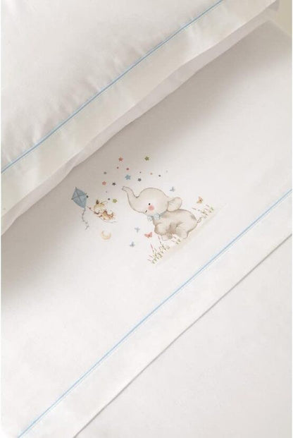 Lençóis de berço Interbaby Elephant + prendedor de chupeta