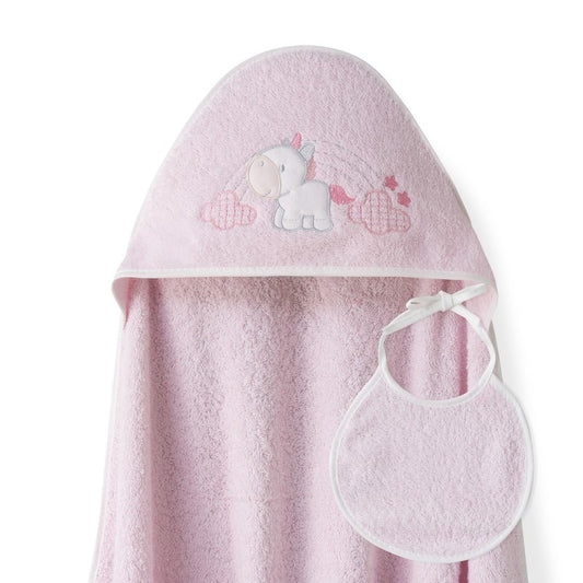 Capa de banho e babador Unicorn Clouds da Interbaby
