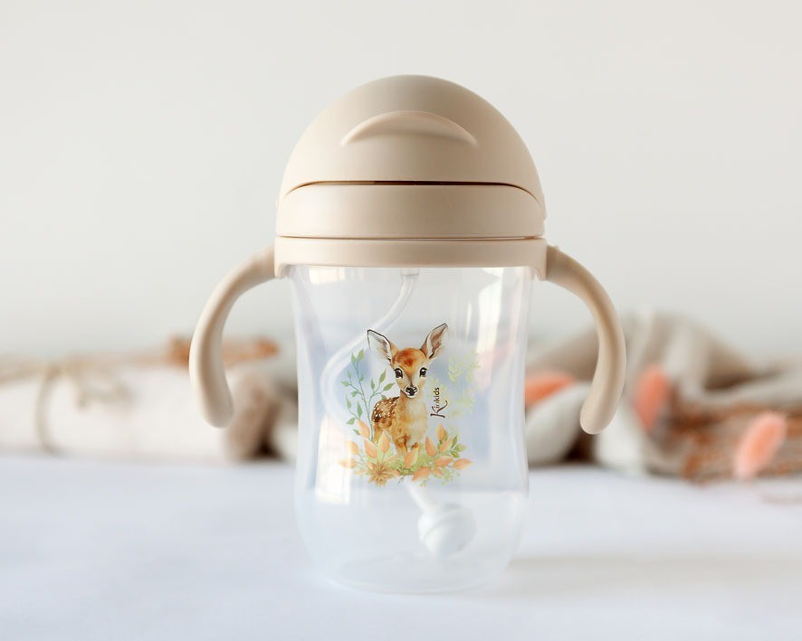 Copo educativo com estampa de veado e urso Kiokids 300ml