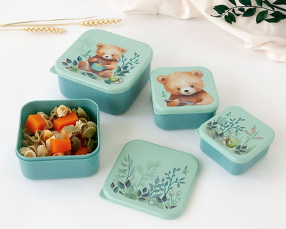 Conjunto de 4 recipientes para comida de veado/urso Kiokids