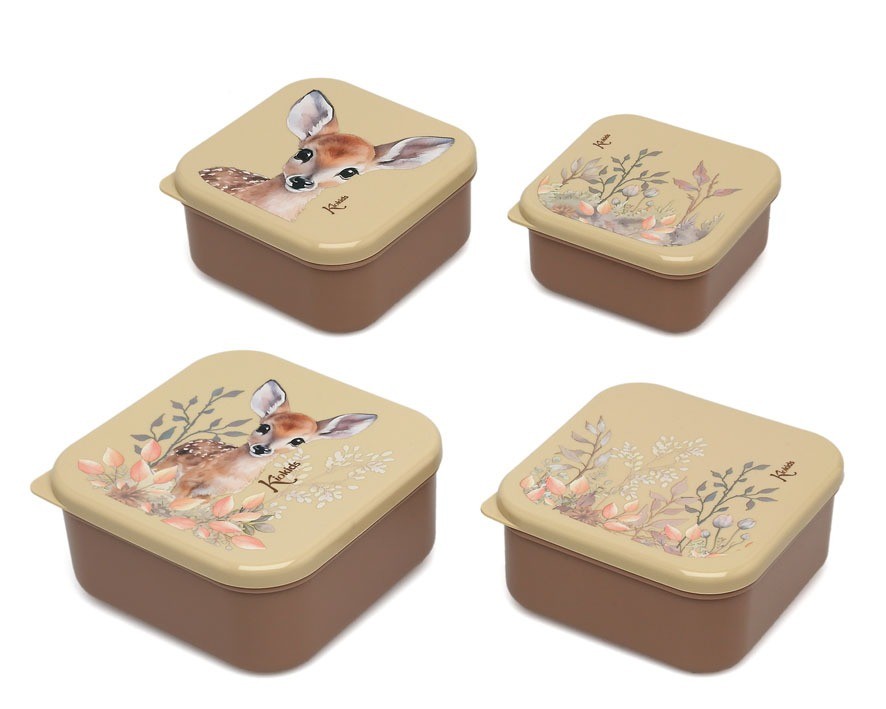 Conjunto de 4 recipientes para comida de veado/urso Kiokids
