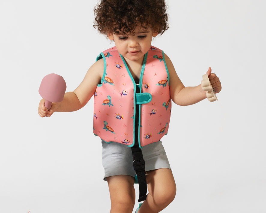 Colete de flutuação de neoprene com tartarugas e crocodilos
