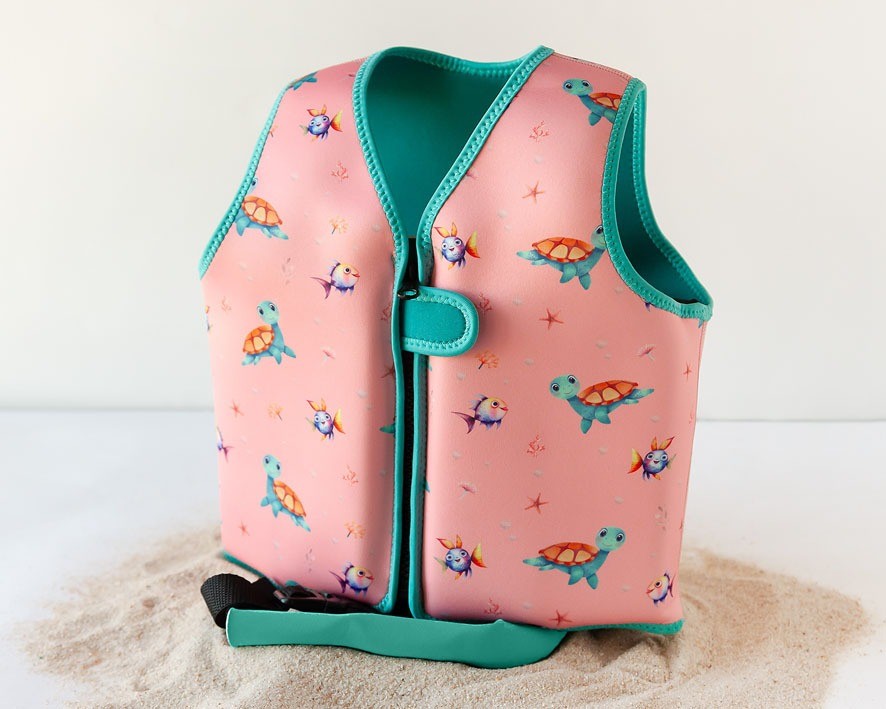 Colete de flutuação de neoprene com tartarugas e crocodilos