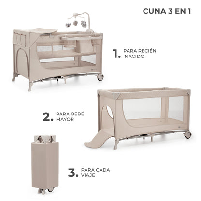 Cuna de viaje 3en1 multifunción JOY 2 con Accesorios de Kinderkraft