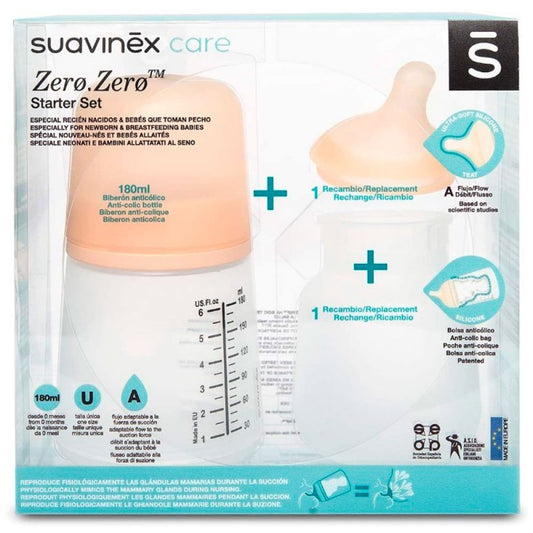 Set Biberón Zero Zero 180ml + Recambio de Suavinex