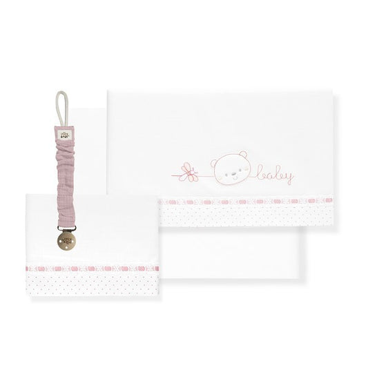Conjunto de lençóis para berço Interbaby Heart Bear + porta-chupeta