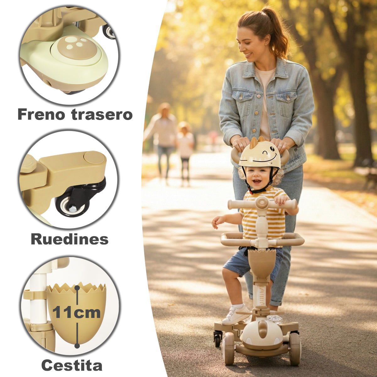 Scooter evolutiva DINLY 3 em 1 com capacete da Twinly 