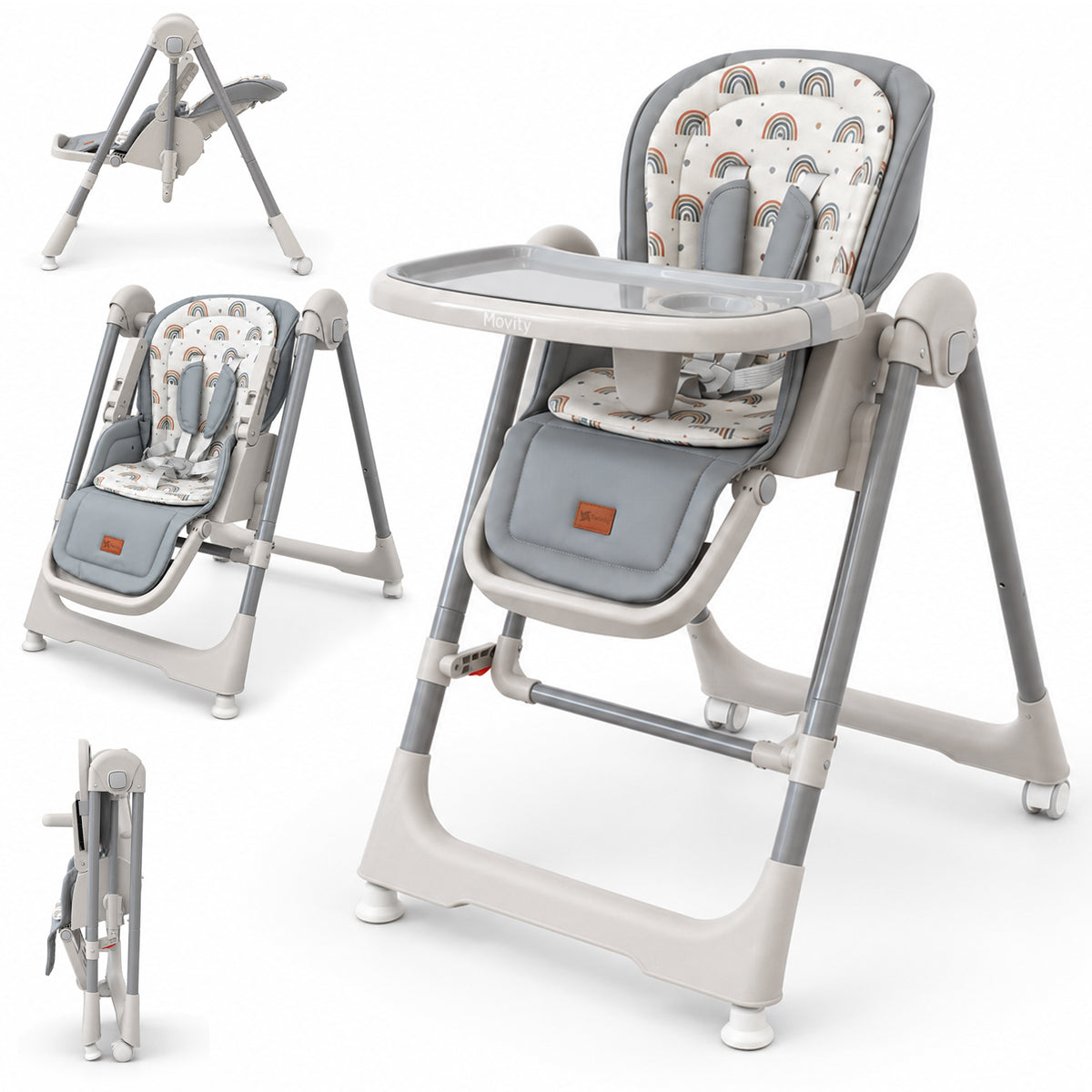 Twinly New Movity Trona Bebé Evolutiva 2 en 1, Hamaca y Columpio, Gris