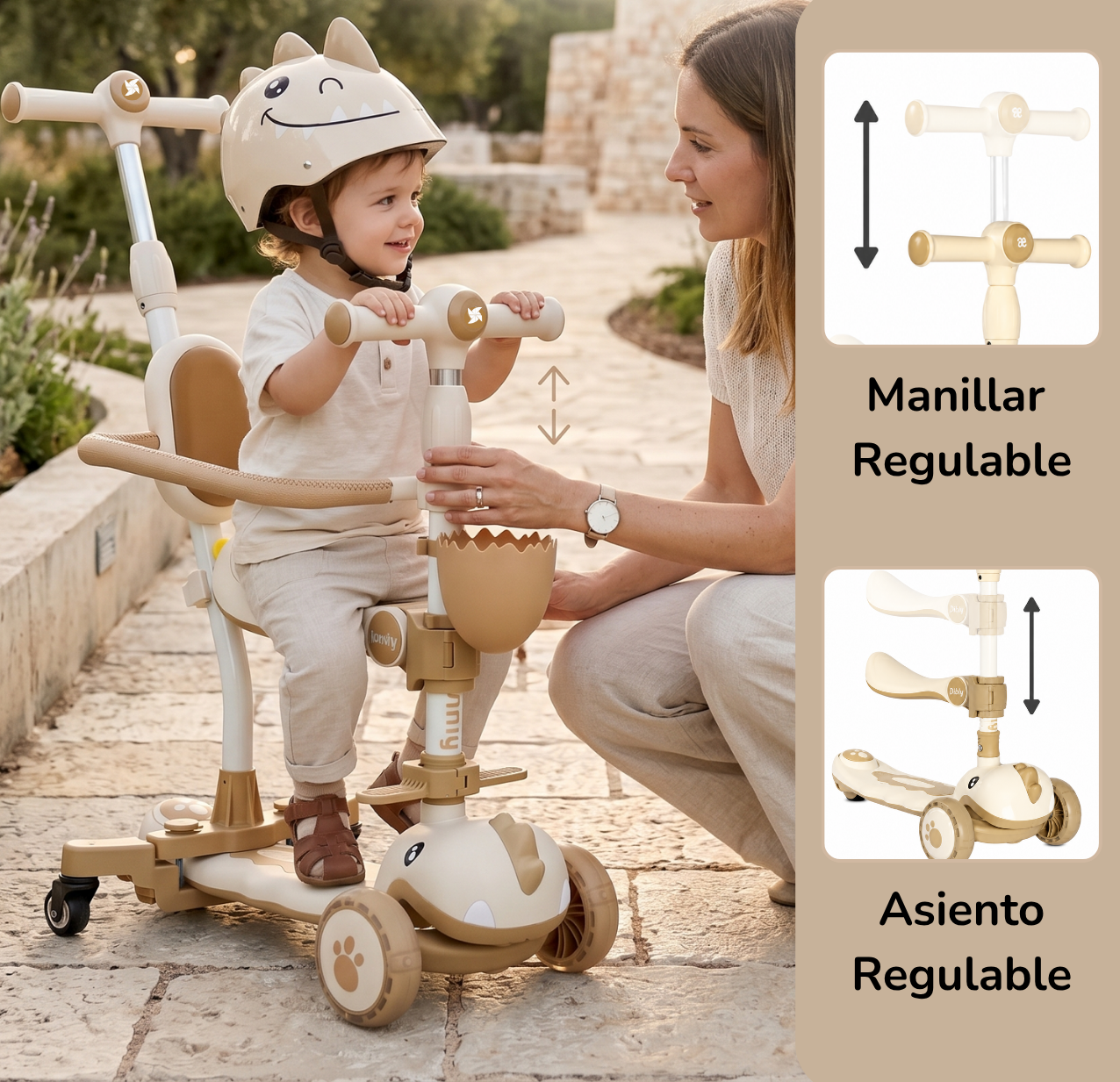 Scooter evolutiva DINLY 3 em 1 com capacete da Twinly 