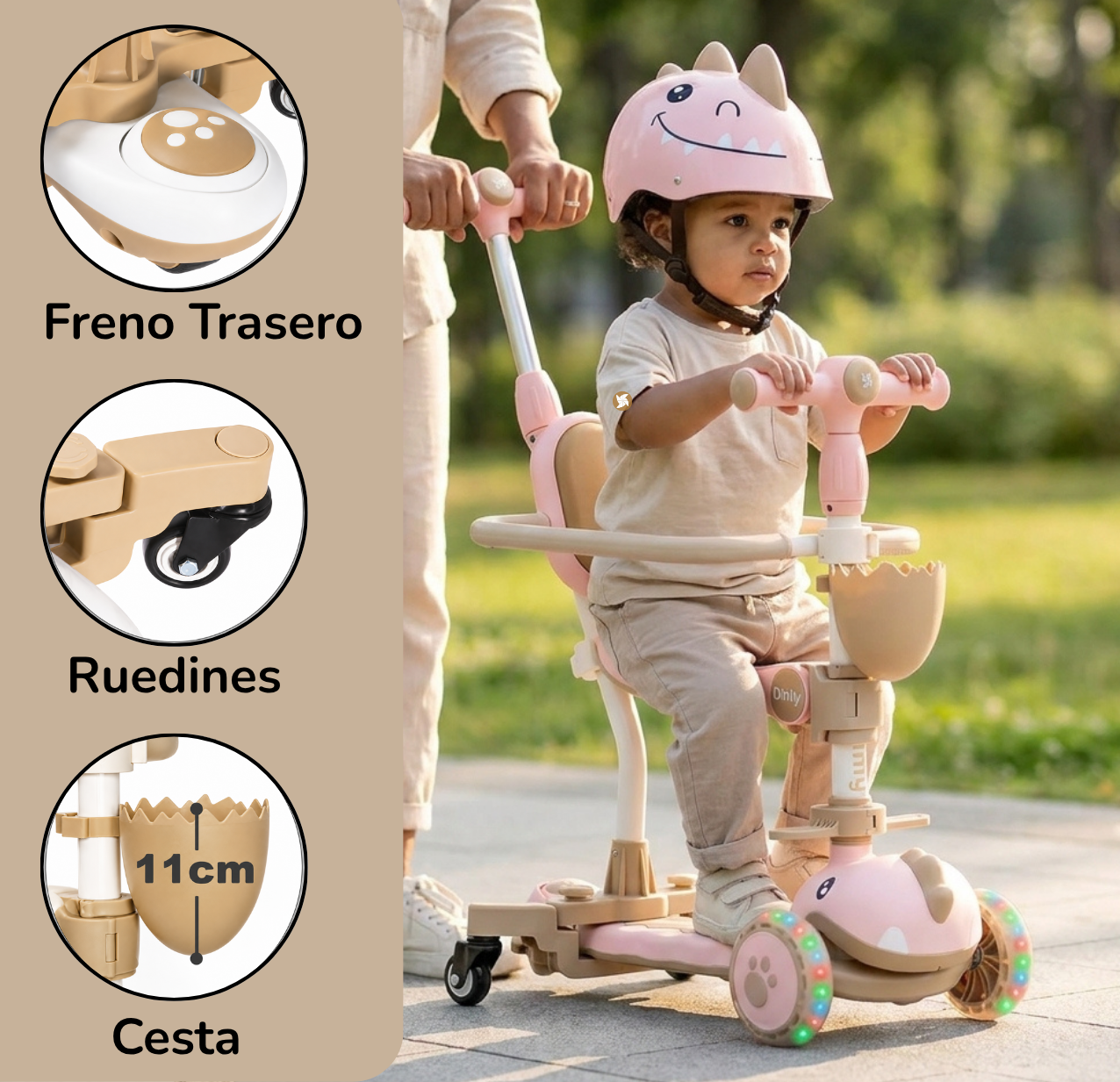 Scooter evolutiva DINLY 3 em 1 com capacete da Twinly 