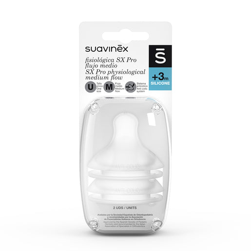 Tetina Biberón SX Pro™ Flujo  medio de Silicona, 2ud Suavinex