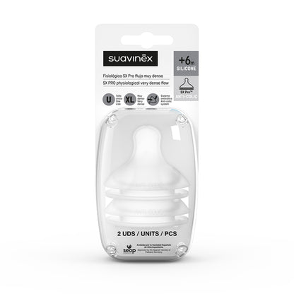 Tetina Biberón SX Pro™ Flujo  medio de Silicona, 2ud Suavinex