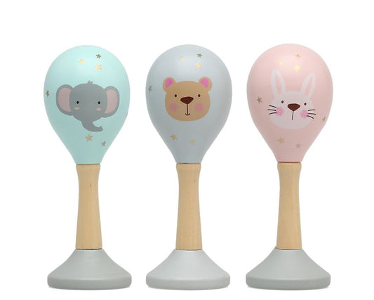 JUGUETE MARACAS SURTIDAS EN MADERA ANIMALITOS KIOKIDS