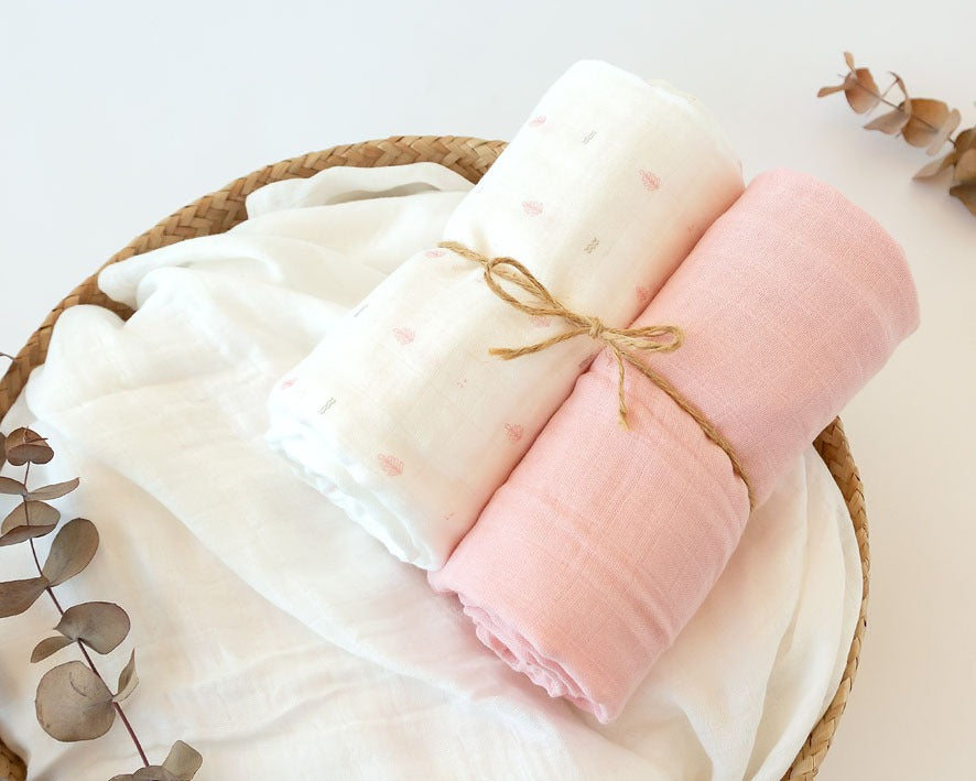 Conjunto de 2 lençóis de musselina de bambu da Kiokids