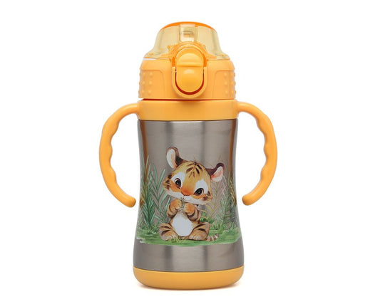 Botella tigre de acero inoxidable con asas 280ml de Kiokids