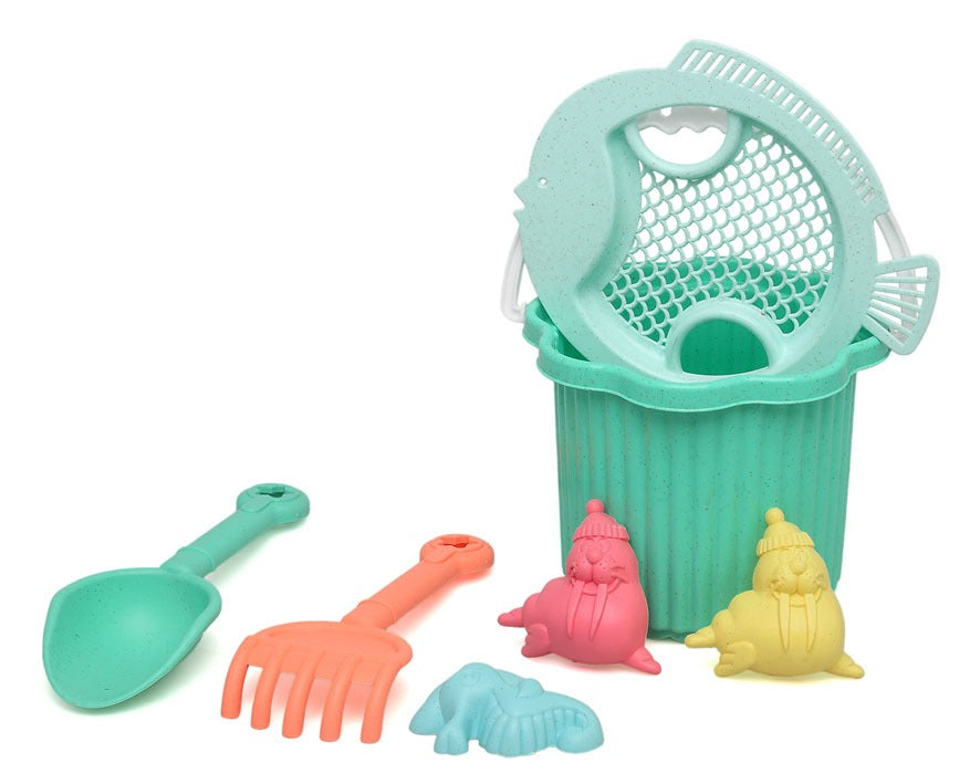 Set de cubo de playa para bebés con 7 piezas Kiokids