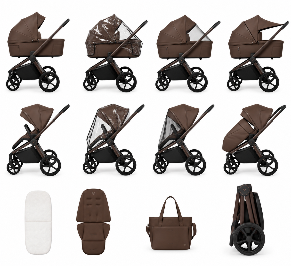 Duo Cochecito Fold Con Capazo Plegable de Muuvo