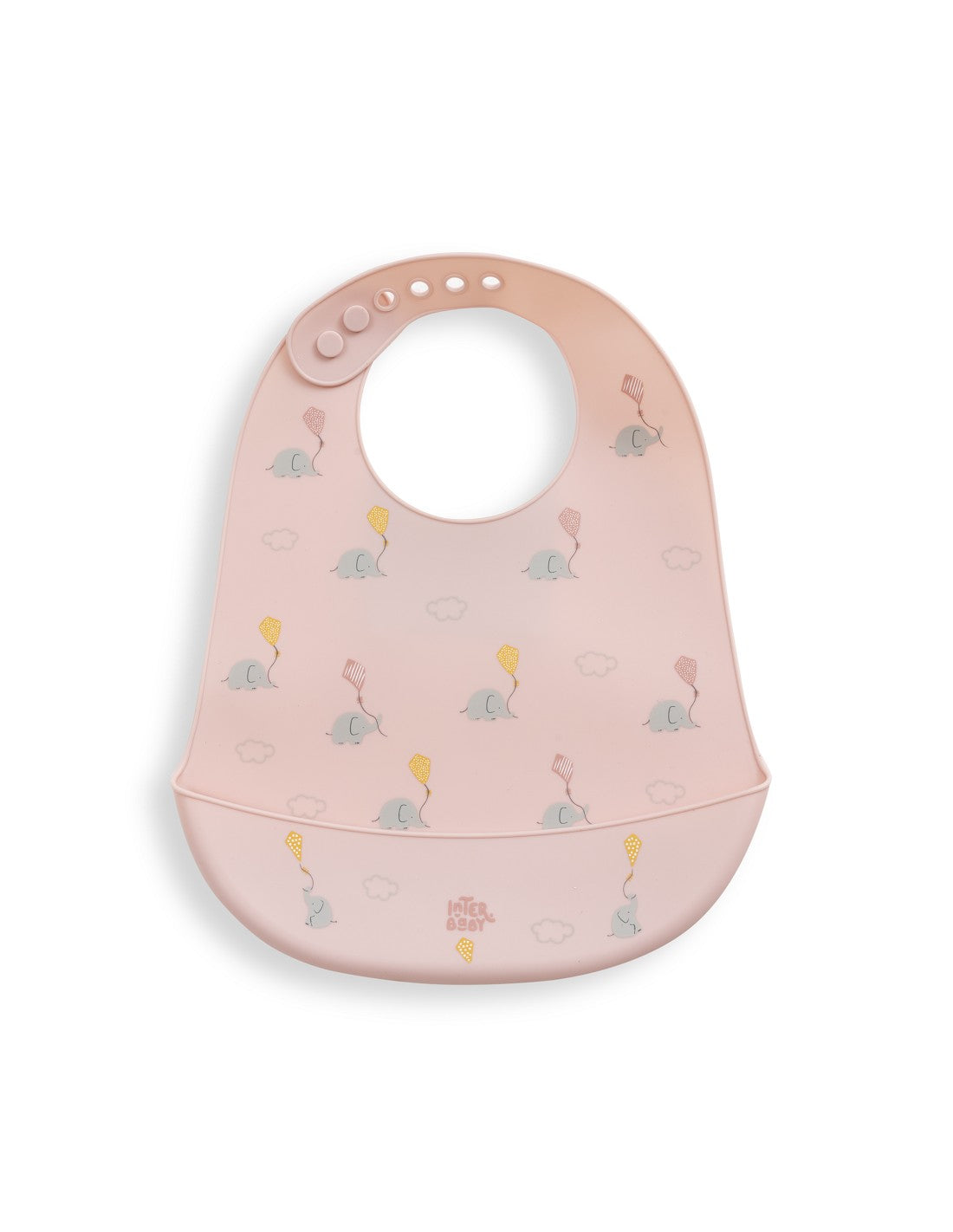 Babero Silicona Estampado Elefantes de Interbaby