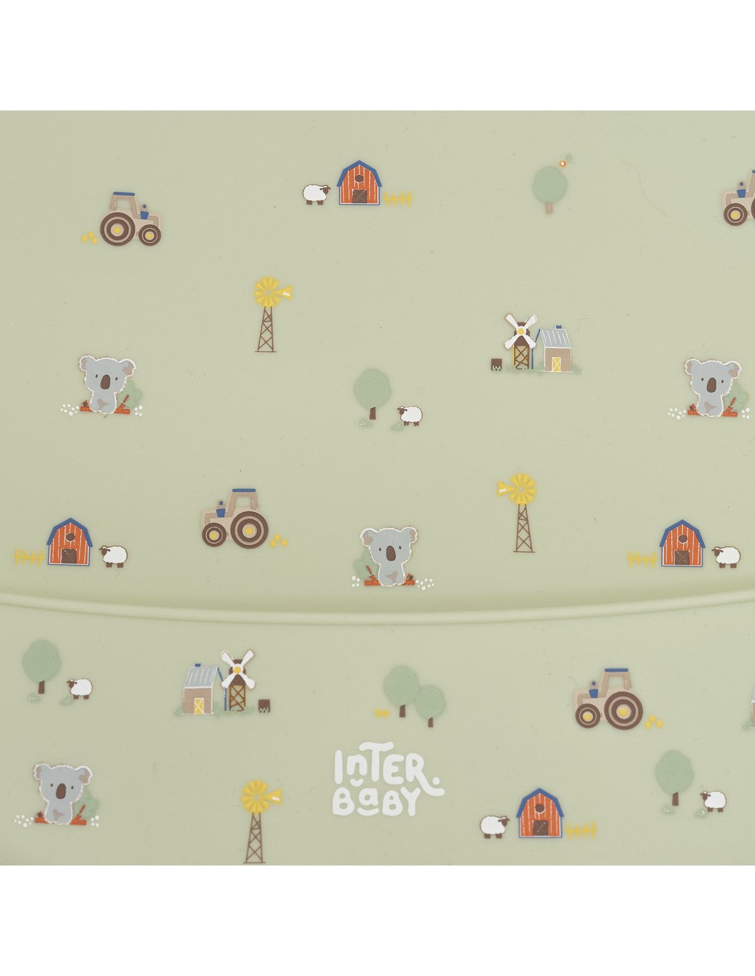 Babero Silicona Estampado Modelo Granja Koala Verde Interbaby
