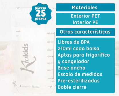 Bolsas de almacenamiento de leche materna 25uds Kiokids