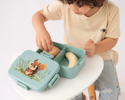 Caja de almuerzo infantil con compartimentos  verde Kiokids