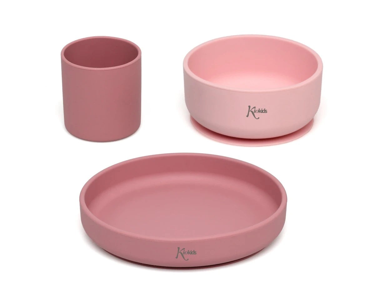 Set vajilla 3 piezas silicona rosa