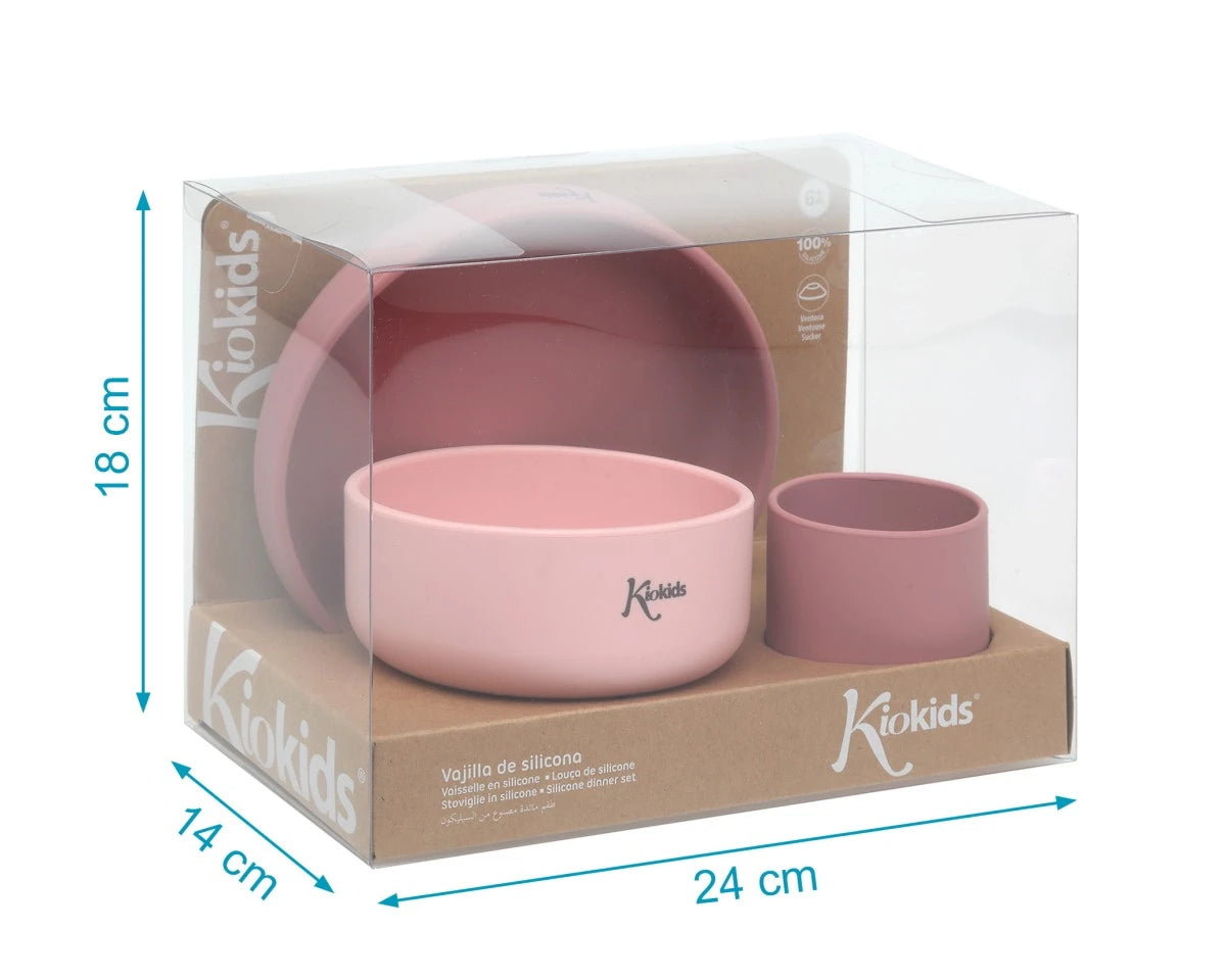 Set vajilla 3 piezas silicona rosa