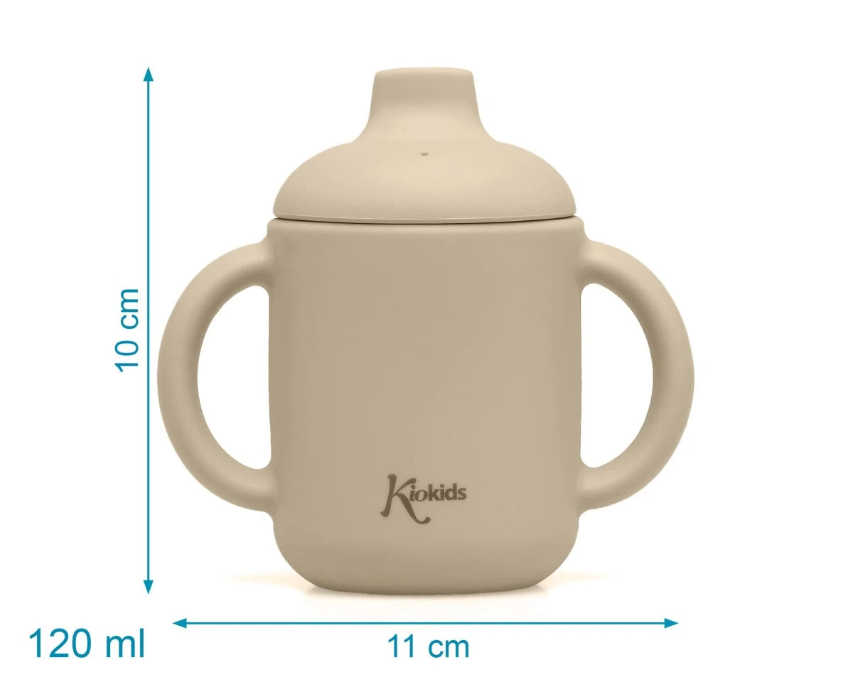 Taza de silicona beige con asas