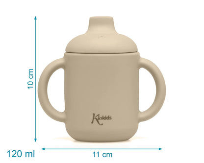 Taza de silicona beige con asas