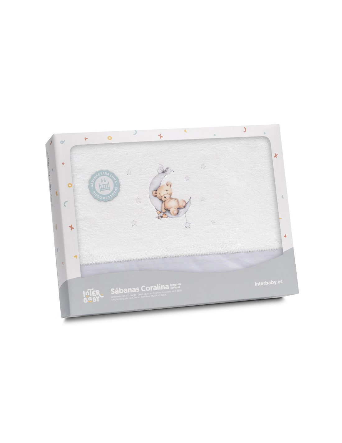 Sabanas Triptico Coche Franela Modelo Oso Lazo Interbaby