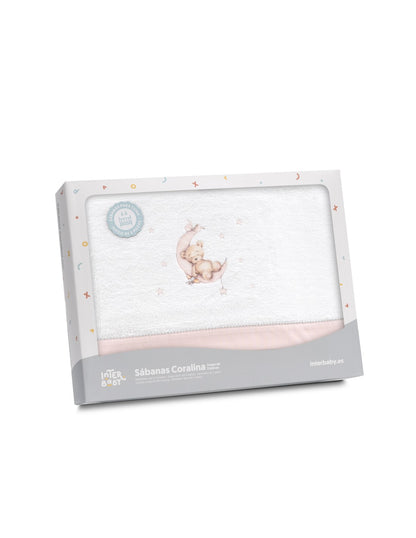 Sabanas Triptico Coche Franela Modelo Oso Lazo Interbaby
