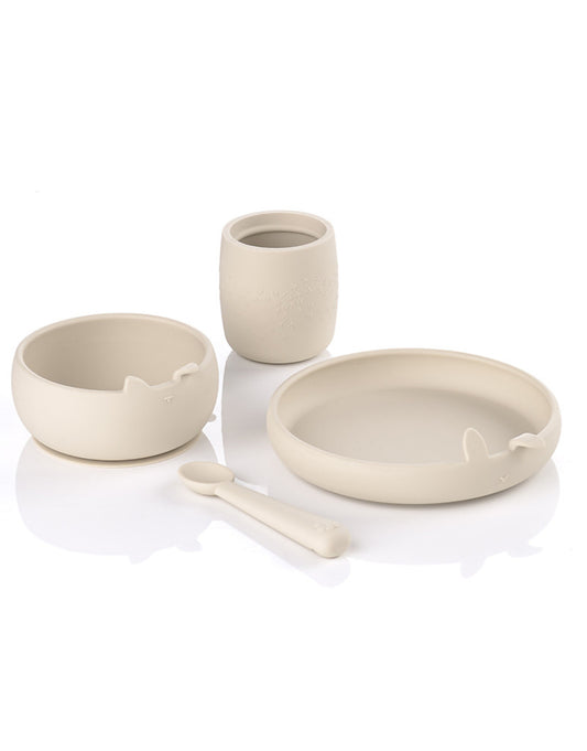 Conjunto de jantar de coelho Jané, 4 peças, em silicone com ventosa