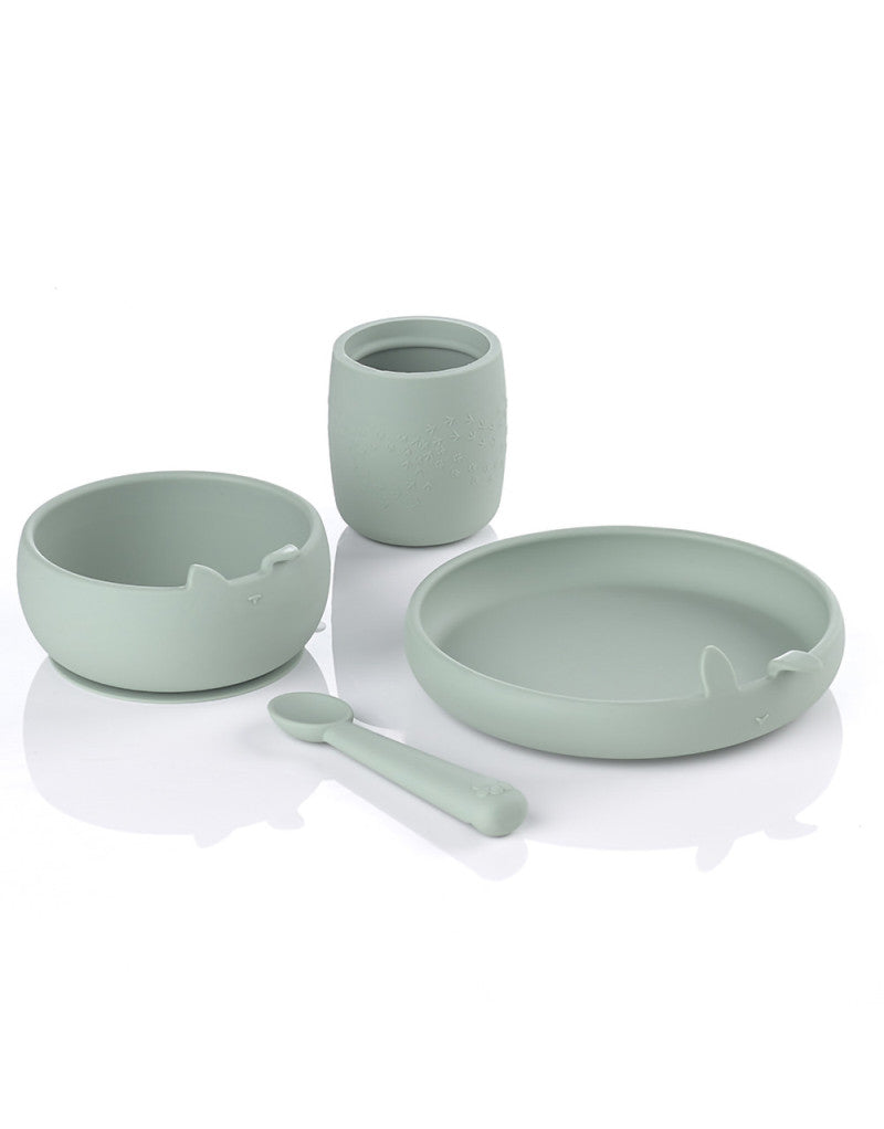 Conjunto de jantar de coelho Jané, 4 peças, em silicone com ventosa