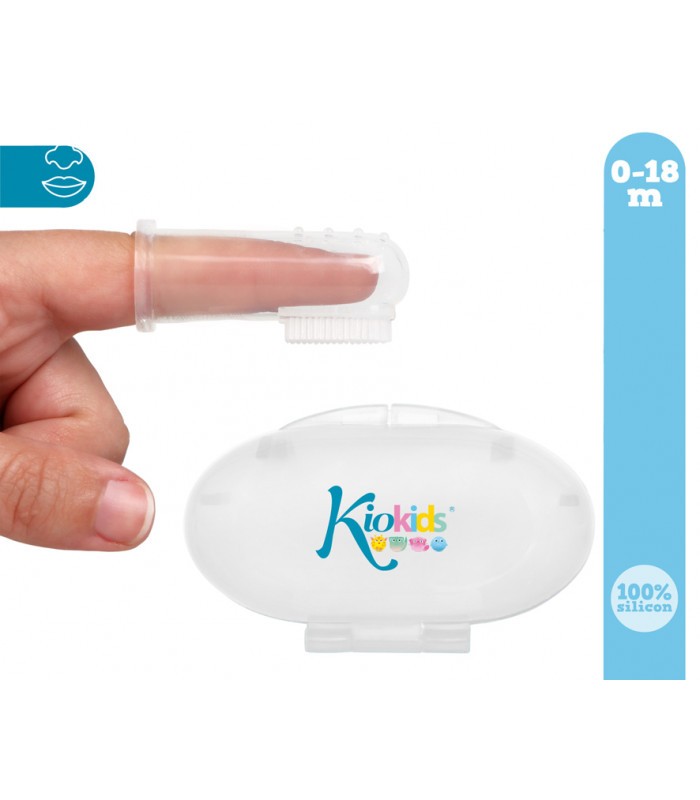 Escova de dentes e gomas de silicone + caixa Kiokids