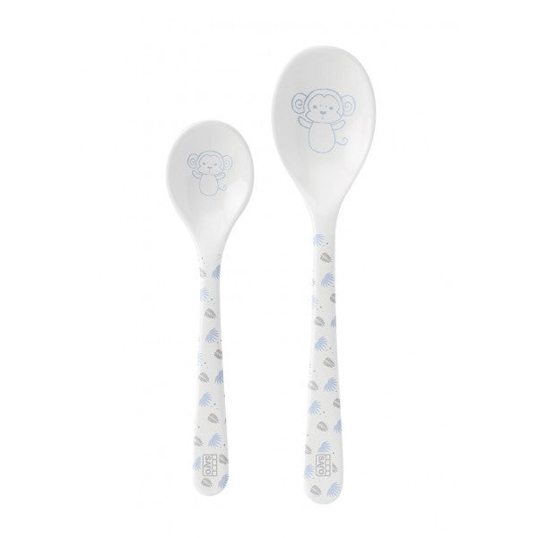 Conjunto de colher de flor grande/pequena verde Saro