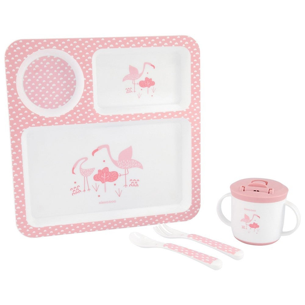Vajilla 4 pcs Flamenco Rosa de Kikkaboo