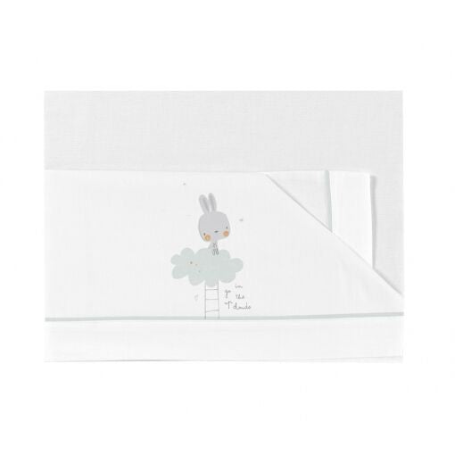 Tríptico Algodón Cuna 60x120 Conejo Menta de Pirulos