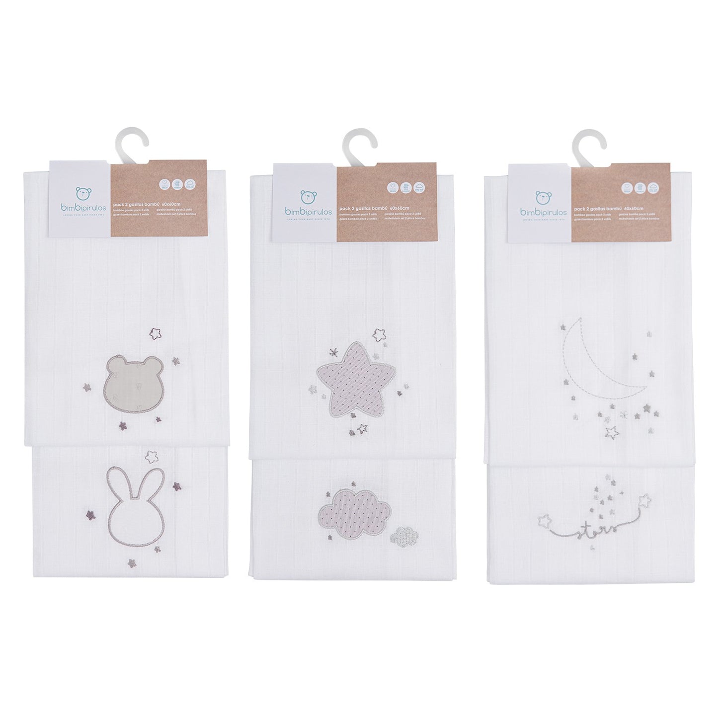 Pack 2 Gasitas Algodón Estampado 60x60 de Pirulos