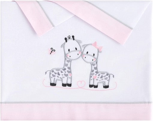 Conjunto de lençol de flanela para mini berço Ume Giraffes da Pekebaby