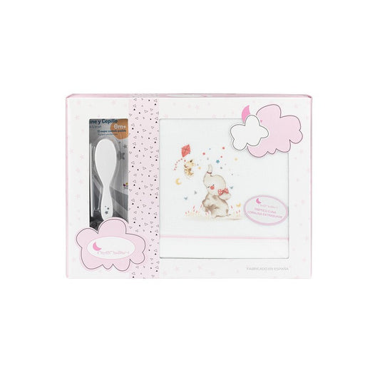 Tríptico Berço Coral Elefante + Conjunto Pente/Escova Interbaby