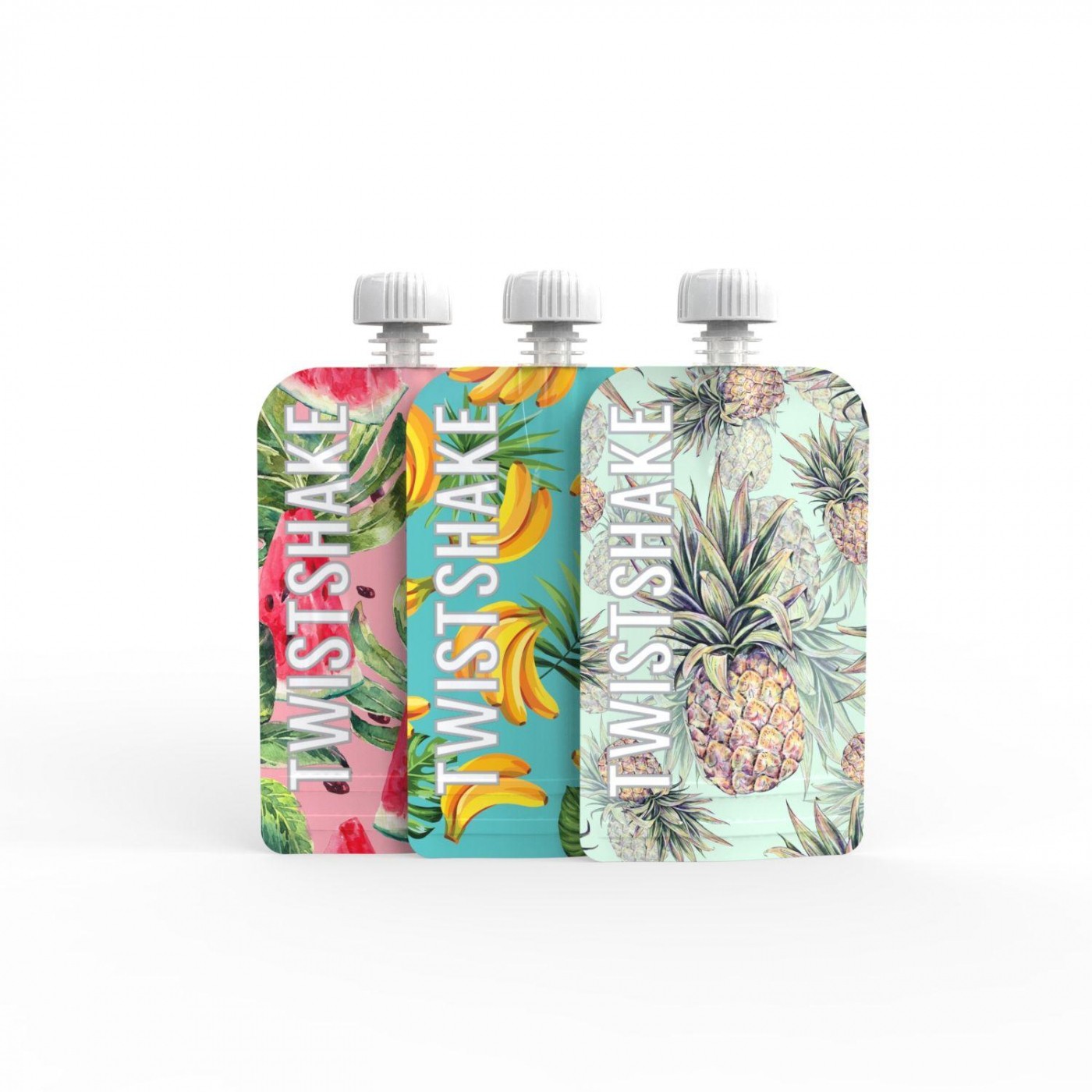 Pacote de 3 sacos reutilizáveis ​​multicoloridos da Twistshake