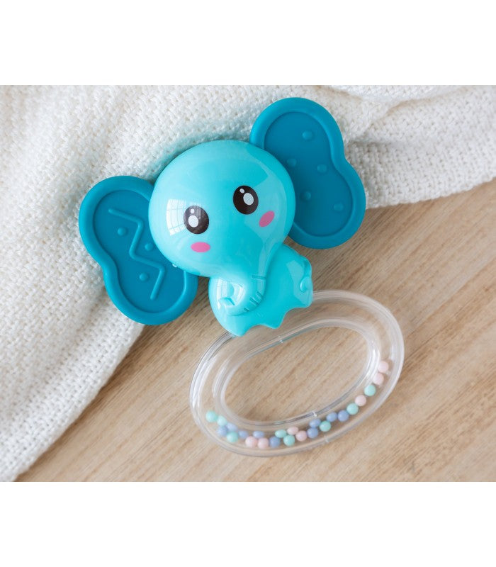 Mordedor de chocalho de elefante e leão Kiokids