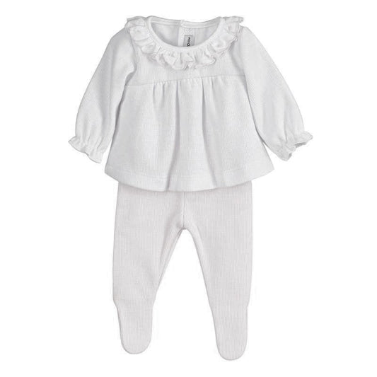 Conjunto Calamaro Cinza Babado Bebê 2 Peças
