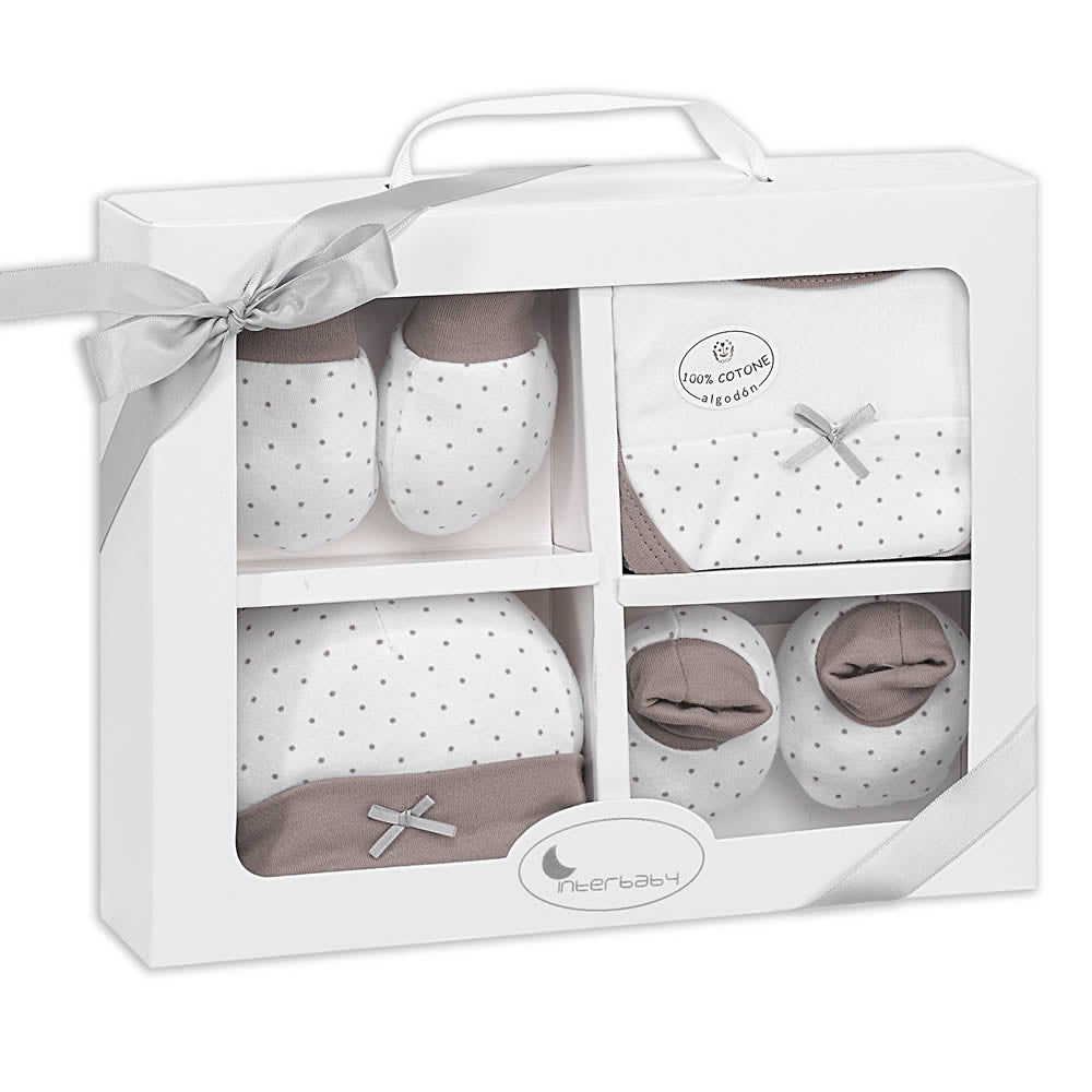 Conjunto de presente 4 peças bolinhas T 0-6 da Interbaby 