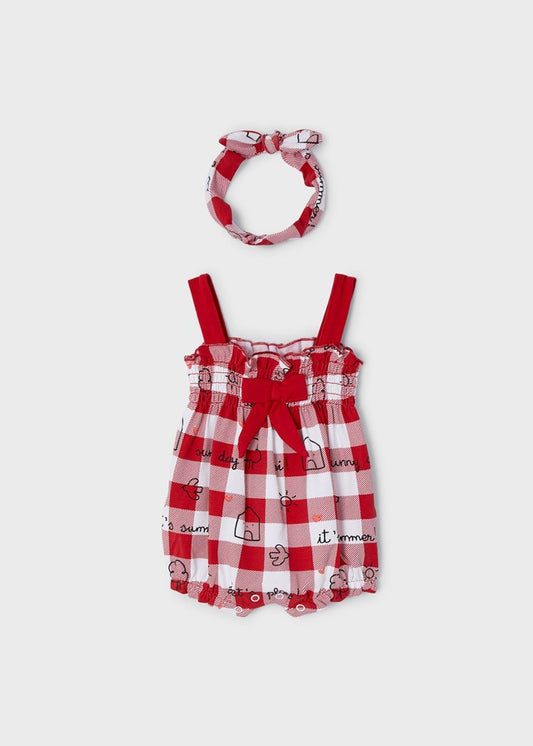 Macacão de malha ECOFRIENDS com bandana para recém-nascida menina Mayoral