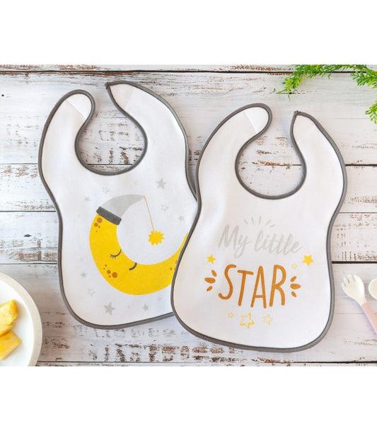 Set 2 baberos Buenas noches Gris de Kiokids