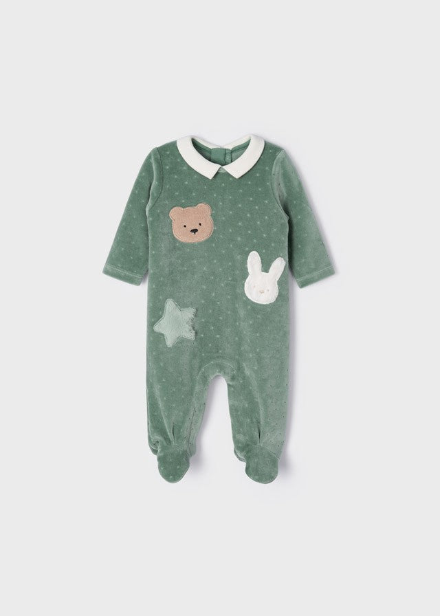 Pijama de malha aveludada Amiguinhos Urso e Coelhinho da Mayoral 